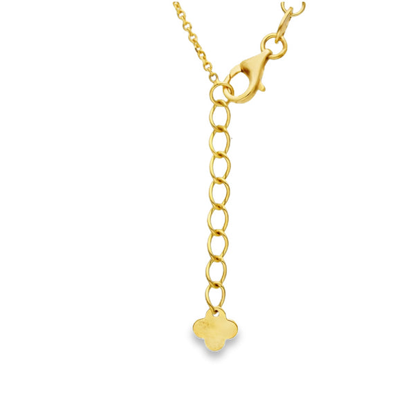 9ct Yellow Gold Mother of Pearl Clover Pendant & Necklace - 18"