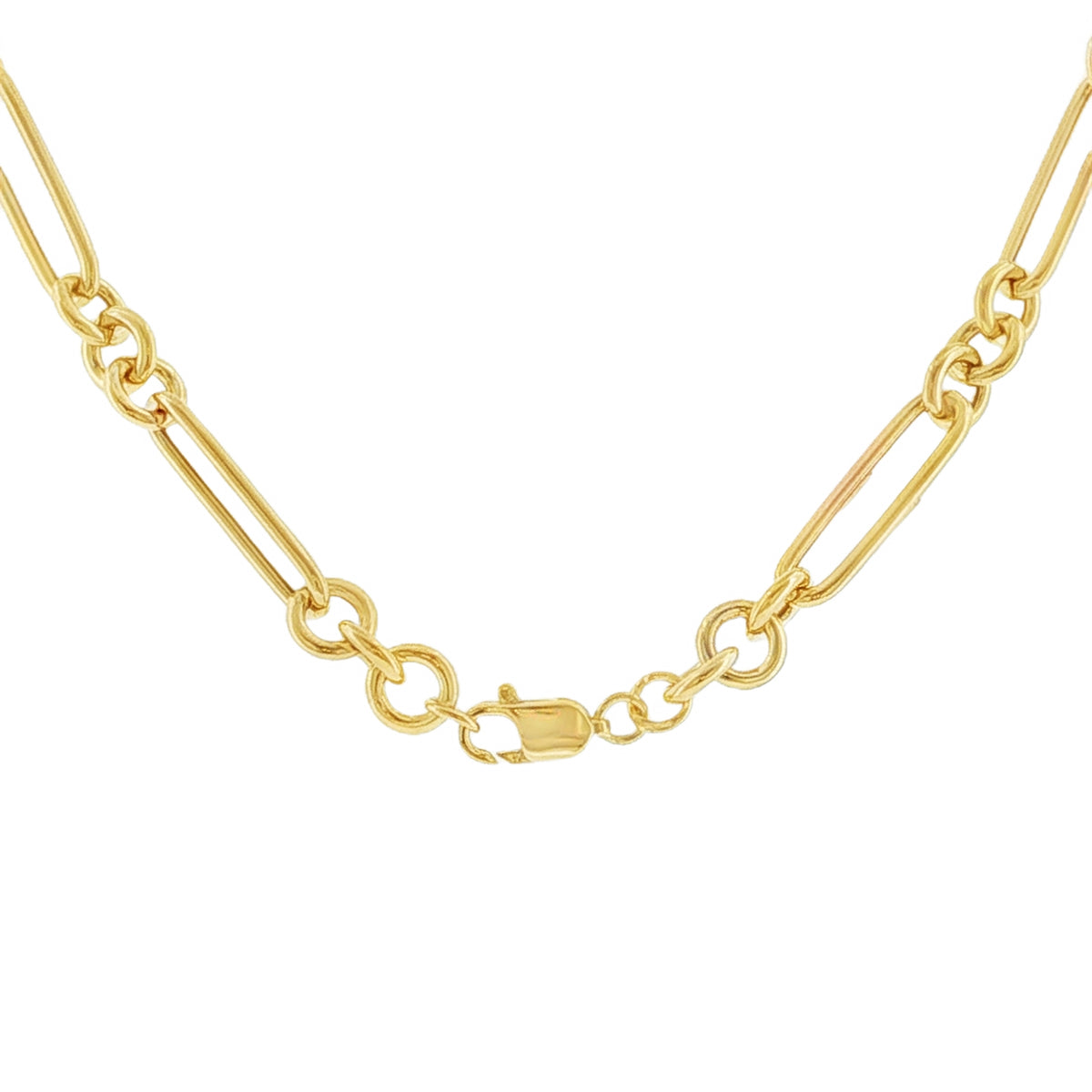 9ct Yellow Gold Hollow Figarolo Chain & T-Bar - 18" - 5.9g
