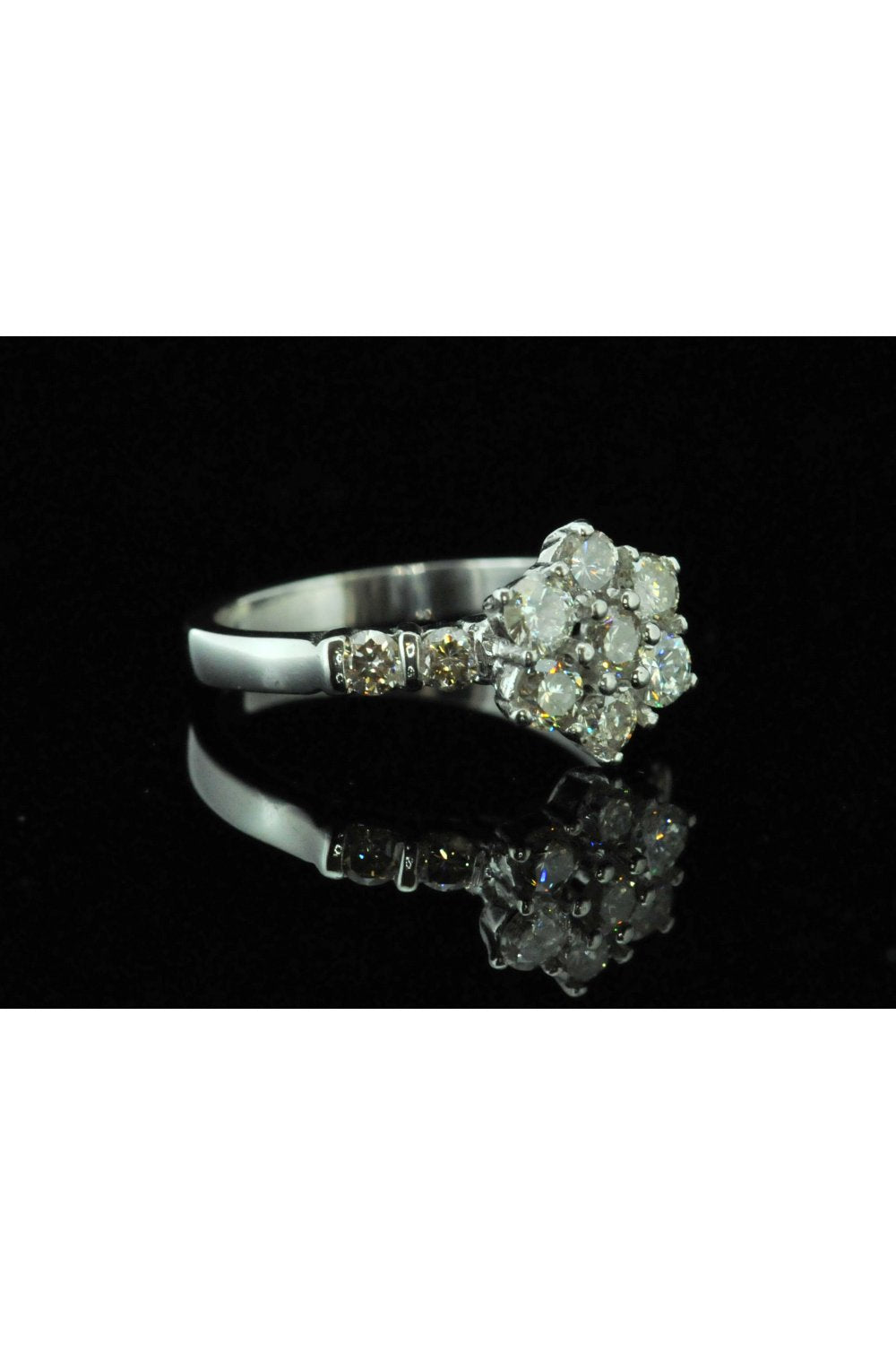Platinum Seven Stone Diamond Cluster Ring 1.10ct