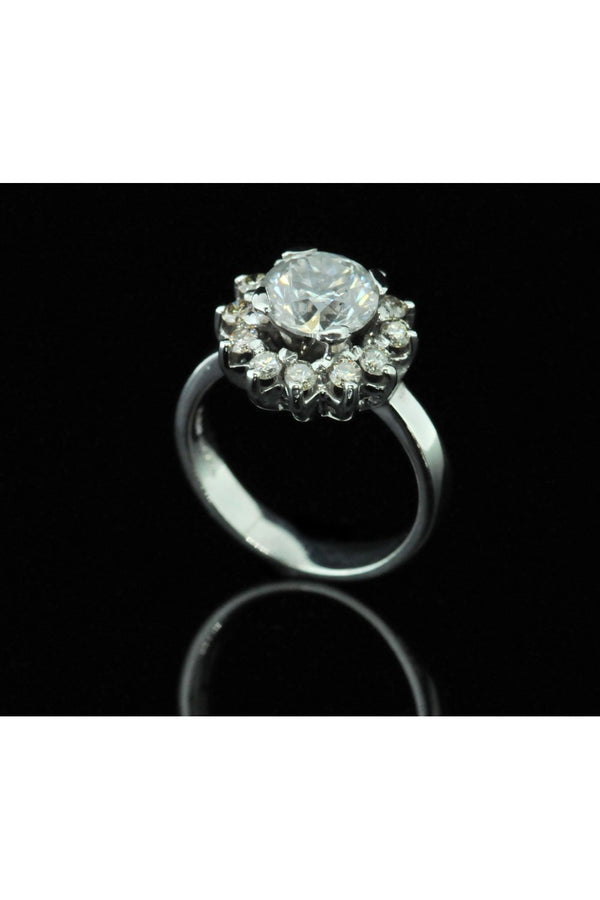 14ct White Gold Diamond Cluster Ring