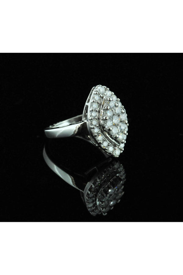 9ct White Gold Diamond Boat Ring