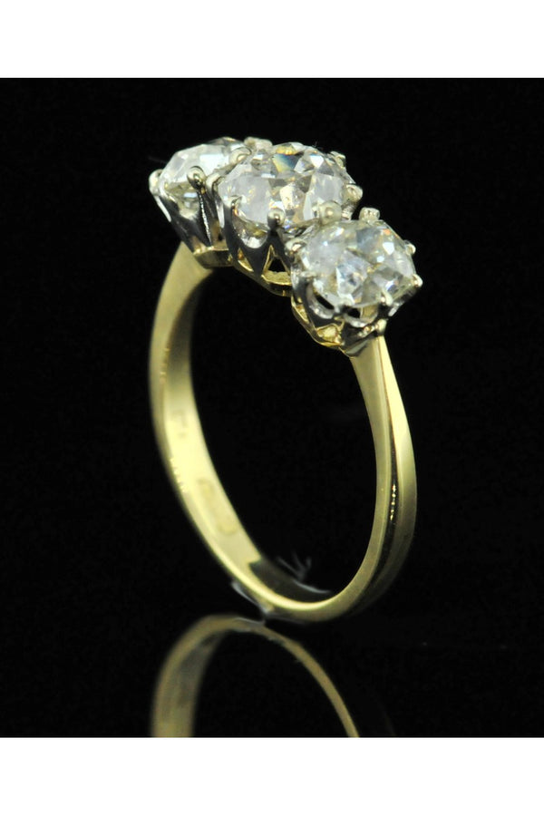18ct Three Stone Old European Cut Diamond Rings