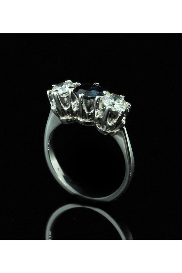18ct Sapphire and Diamond 3 Stone Ring 0.76ct