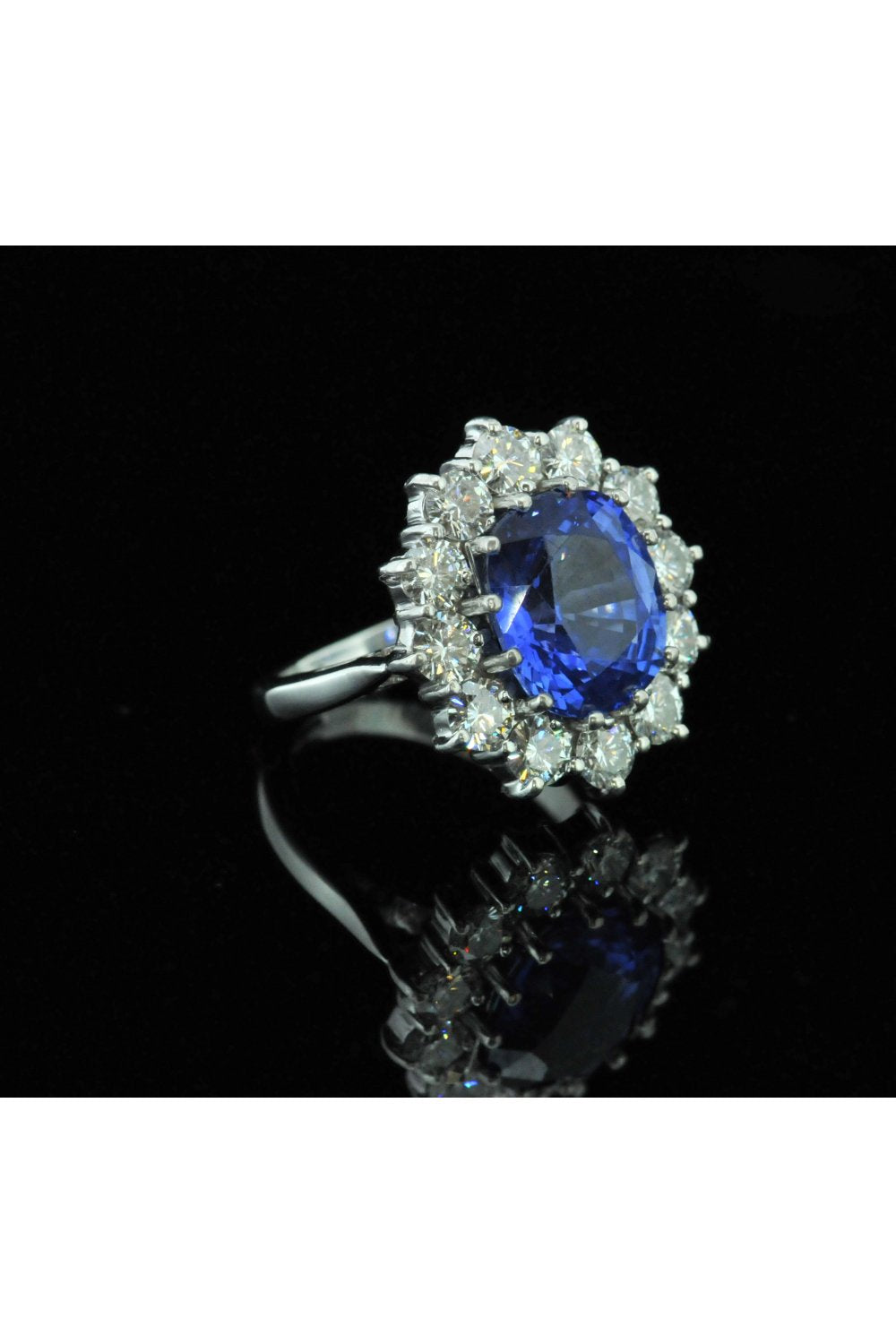 Large Blue Sapphire and Diamond Ring.
