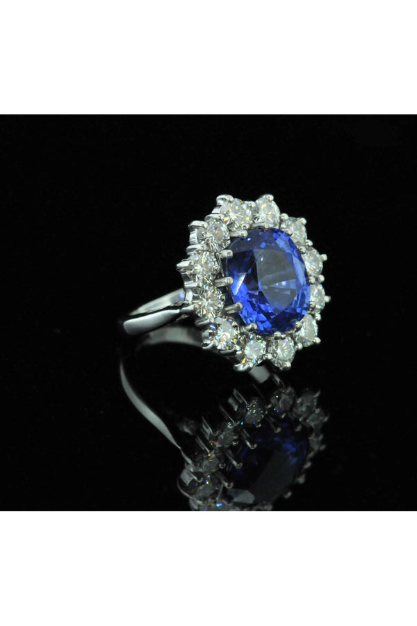Large Blue Sapphire and Diamond Ring.