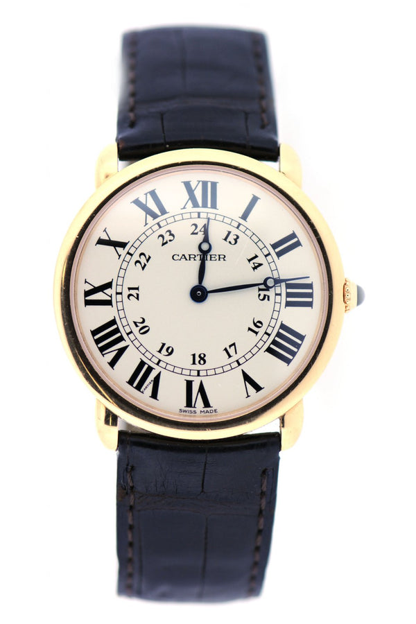 Pre Owned Mens 18ct Gold Cartier Ronde Watch