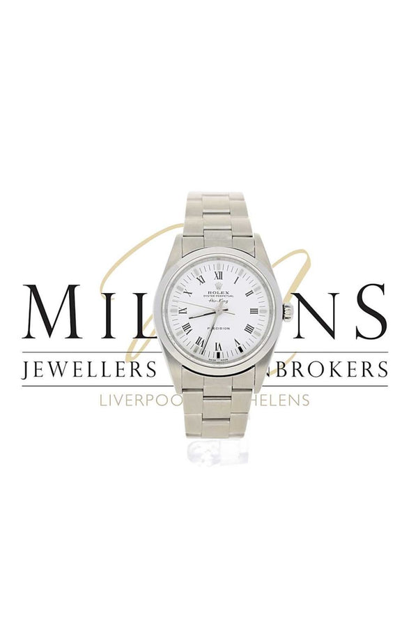 Second Hand Mens Rolex Air-King 14000 White Dial Watch