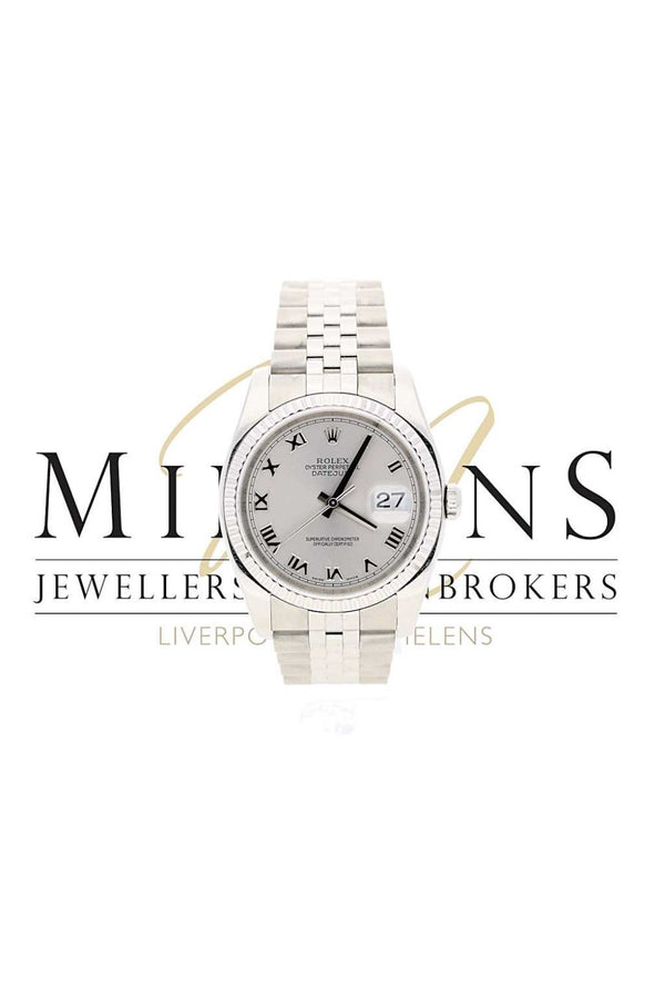 Rolex Datejust Stainless Steel and White Metal