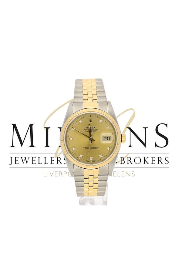 Used Gents Rolex Datejust Model 16233 Diamond Dial Watch