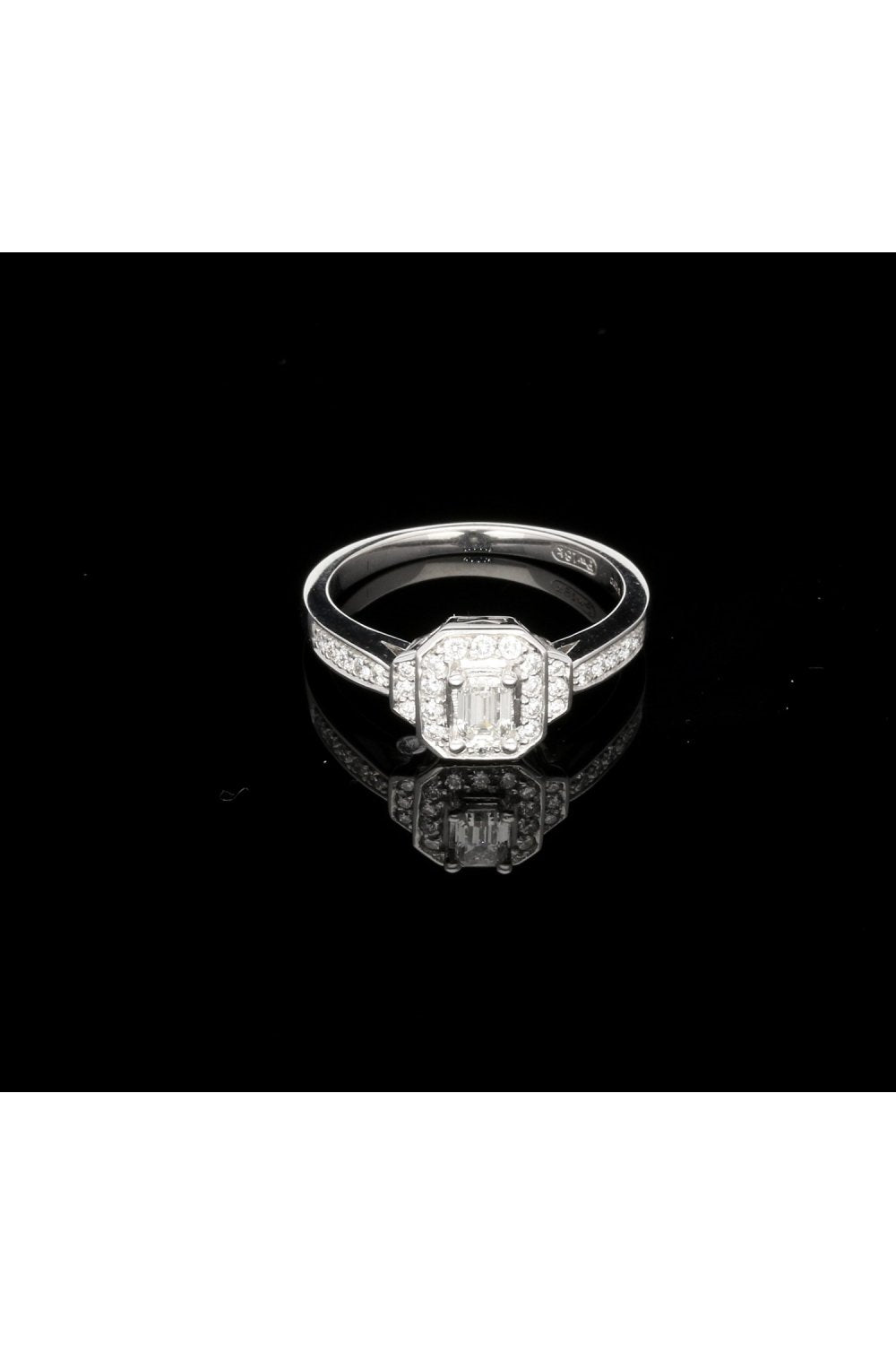 18ct White Gold Emerald Cut Cluster Ring