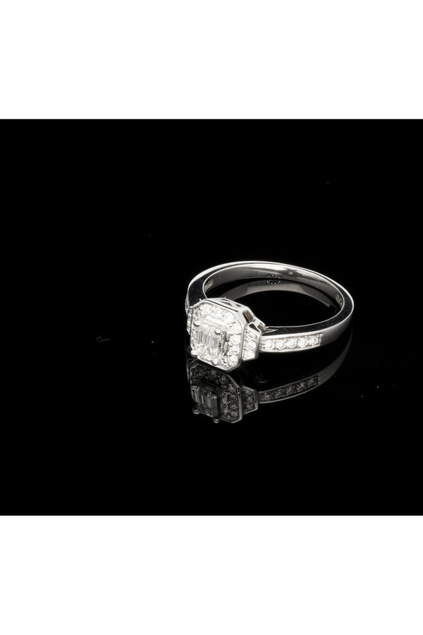 18ct White Gold Emerald Cut Cluster Ring