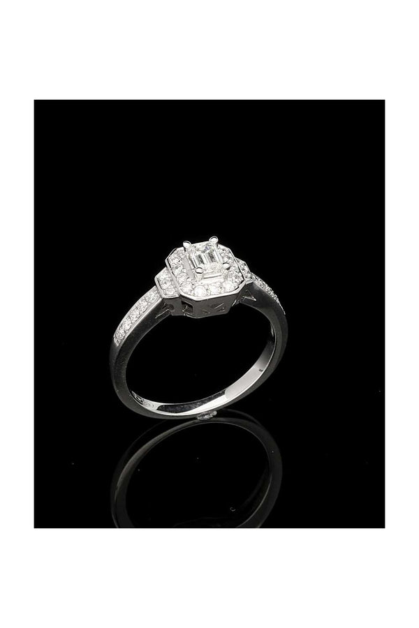 18ct White Gold Emerald Cut Cluster Ring