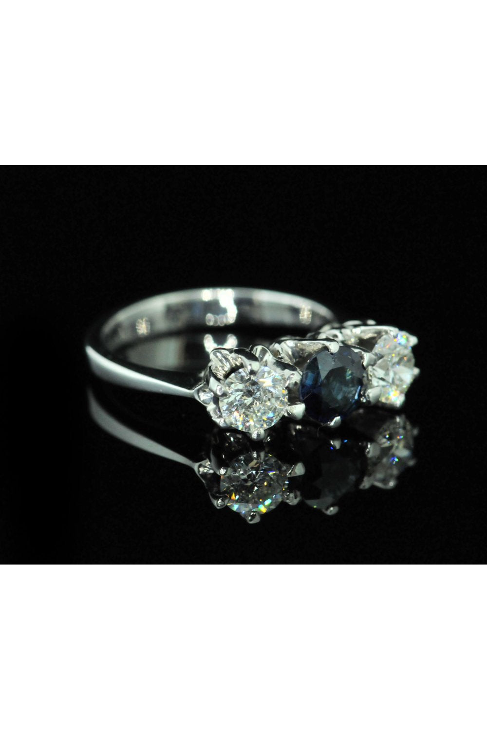 18ct Sapphire and Diamond 3 Stone Ring 0.76ct