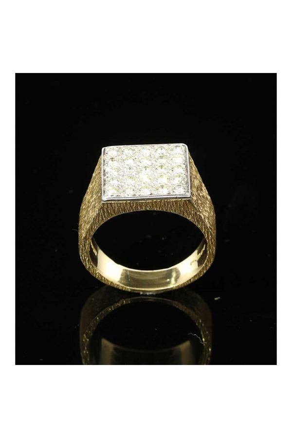 18ct Yellow Gold Mens Diamond Signet Ring - 1.50ct