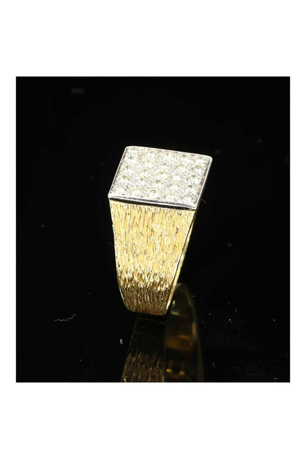 18ct Yellow Gold Mens Diamond Signet Ring - 1.50ct