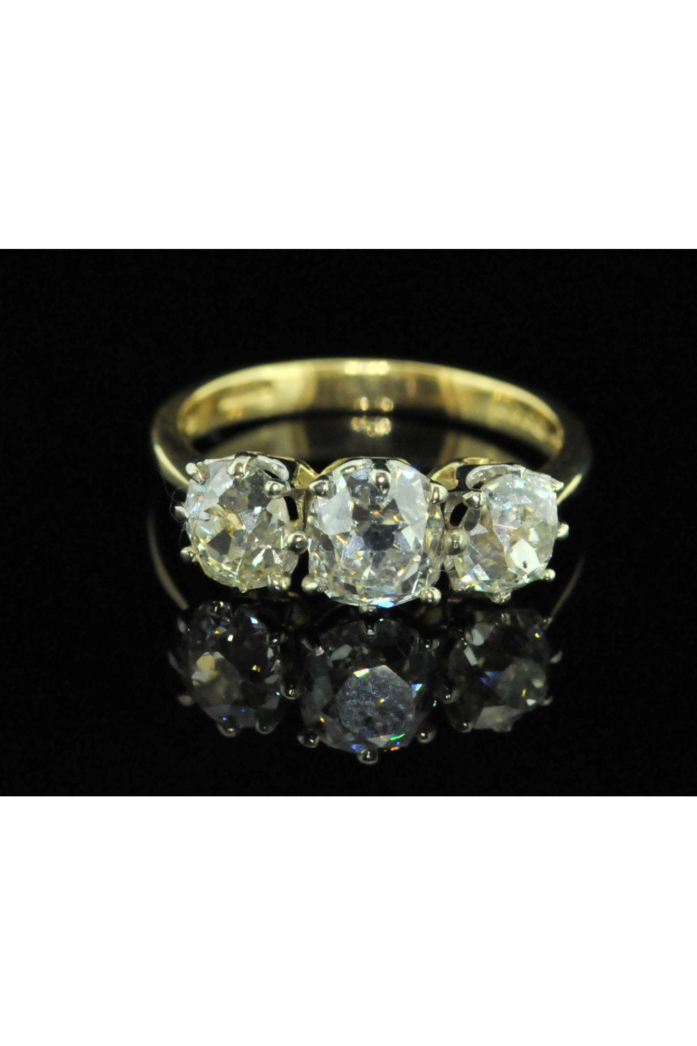 18ct Three Stone Old European Cut Diamond Rings