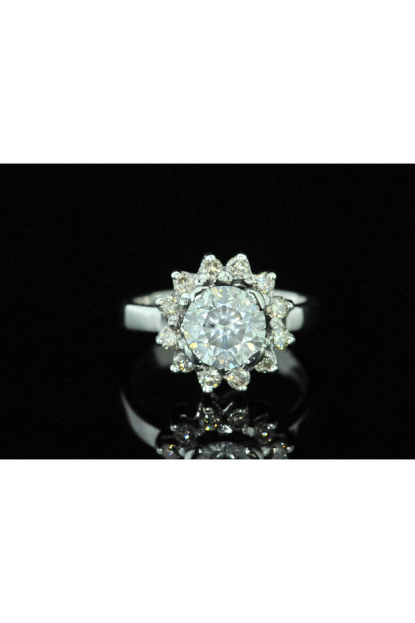 14ct White Gold Diamond Cluster Ring