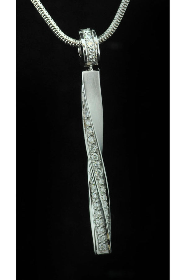 18ct White Gold Diamond Twist Pendant and Chain