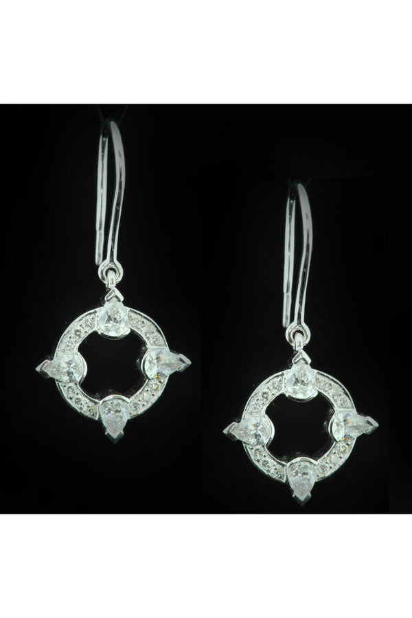 18ct White Gold Diamond Compass Earrings