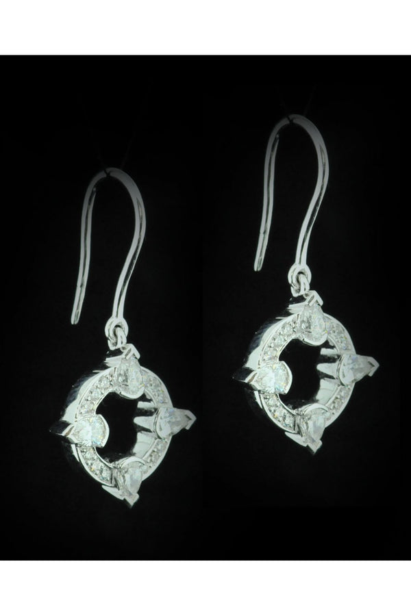 18ct White Gold Diamond Compass Earrings