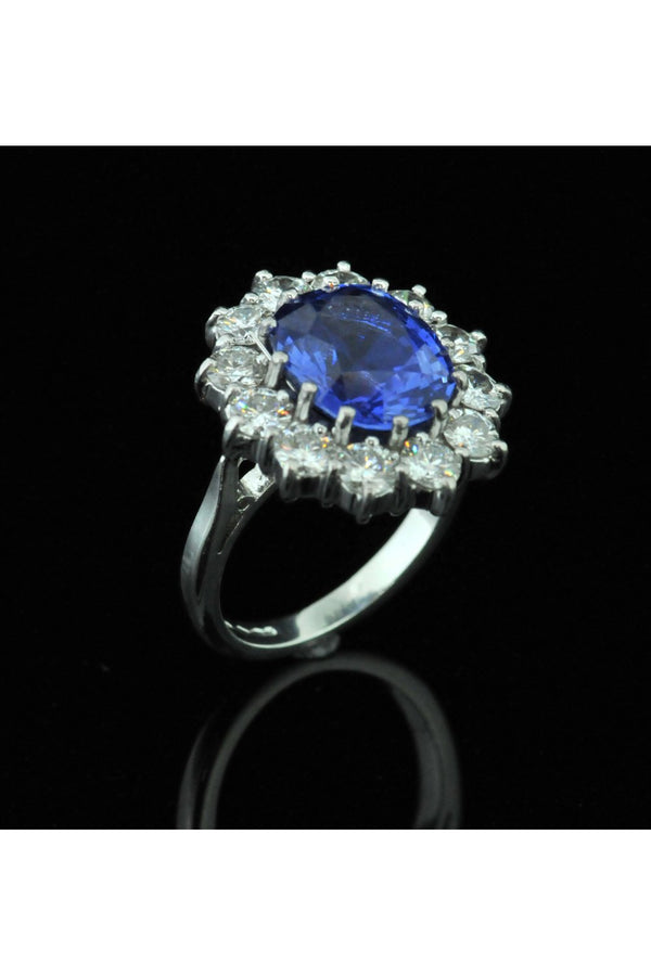Large Blue Sapphire and Diamond Ring.