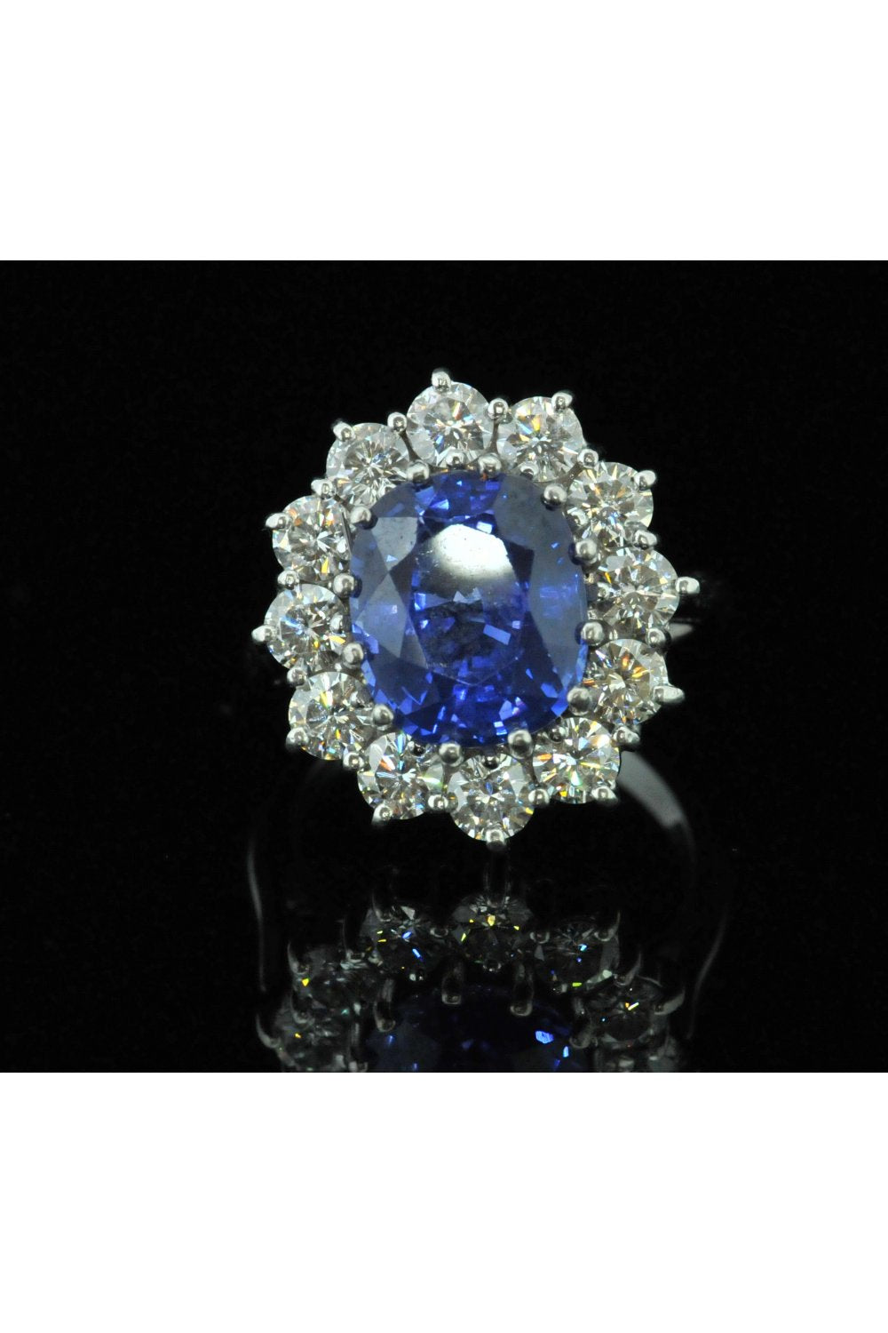 Large Blue Sapphire and Diamond Ring.