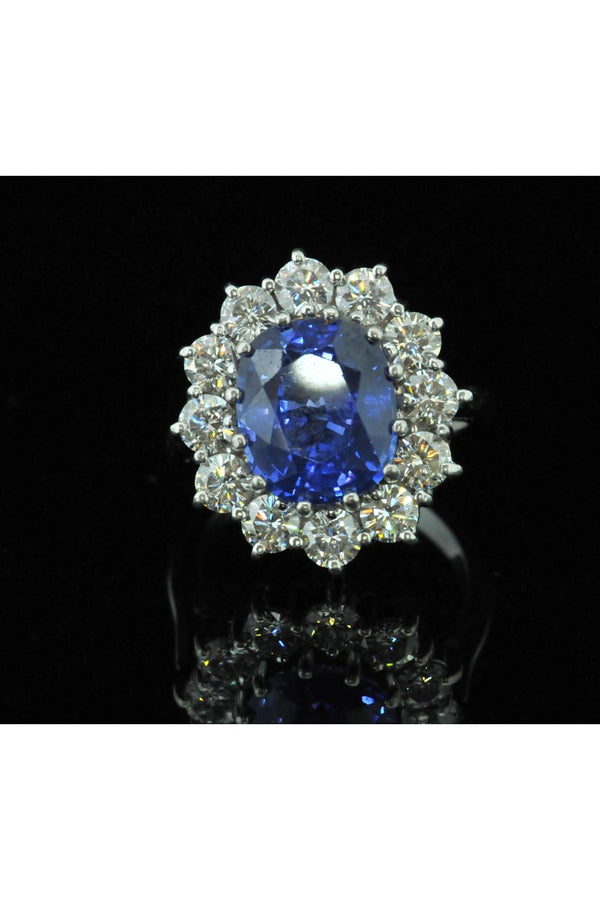 Large Blue Sapphire and Diamond Ring.