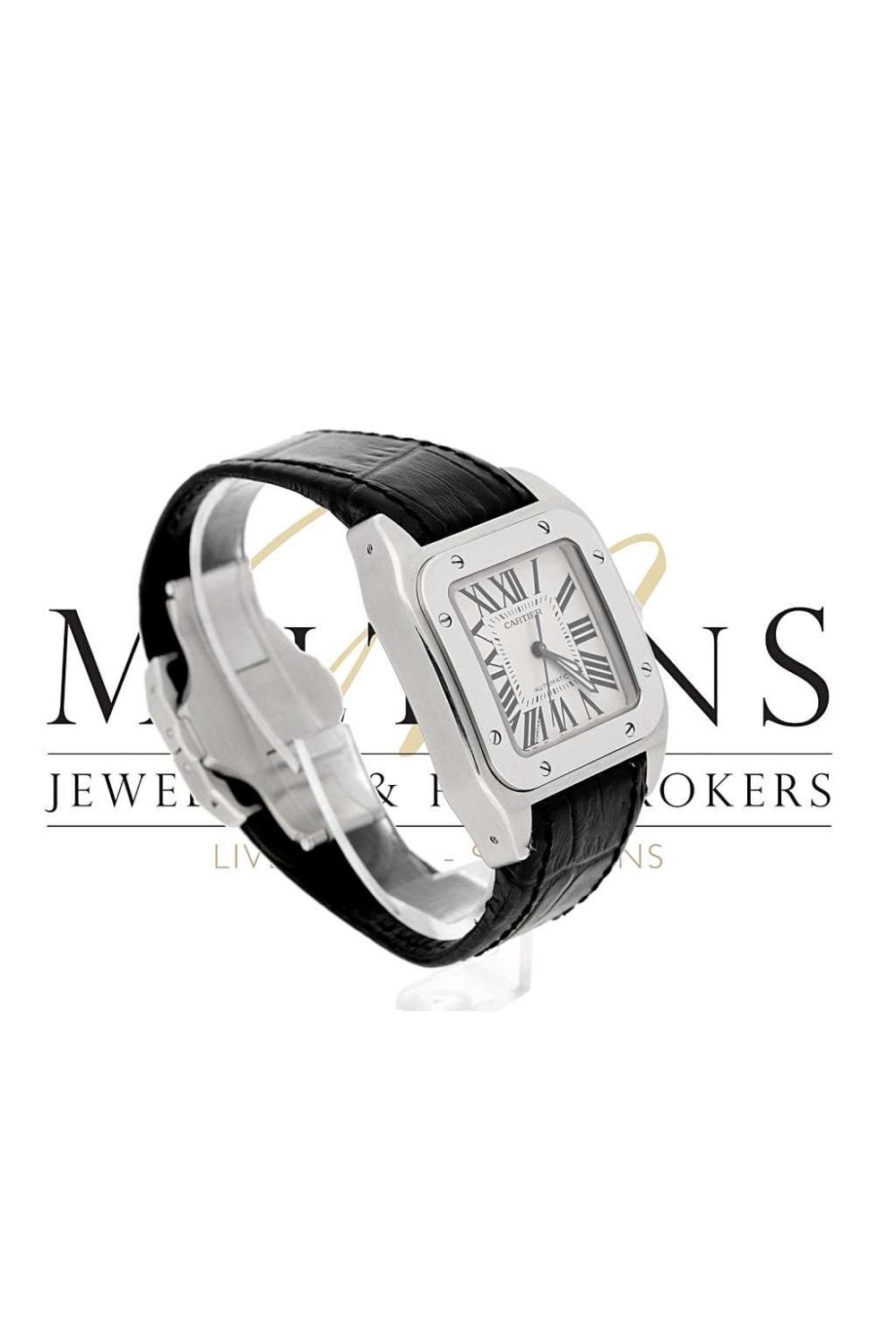 Second Hand Cartier Santos 100 Model 2878 Lether Strap Watch