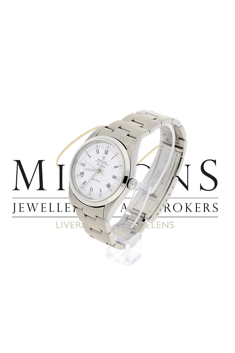 Second Hand Mens Rolex Air-King 14000 White Dial Watch