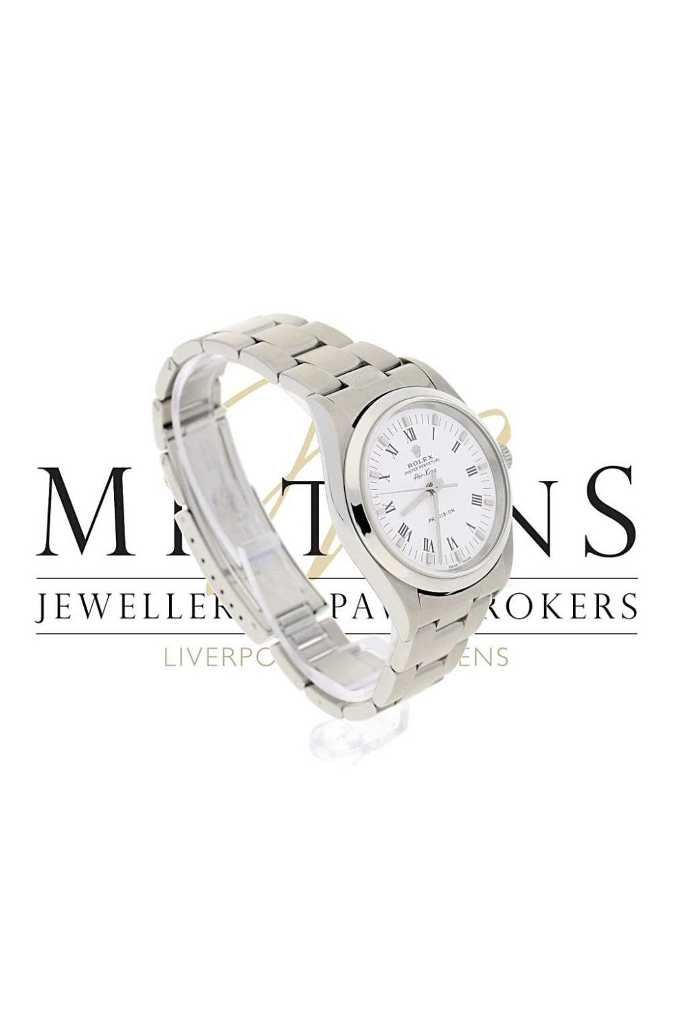 Second Hand Mens Rolex Air-King 14000 White Dial Watch