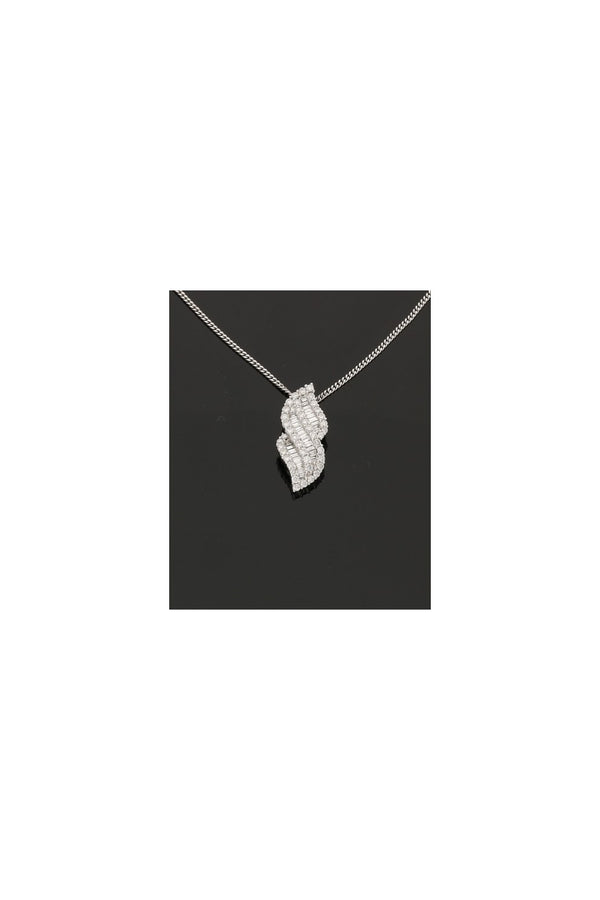 18ct White Gold Diamond Flame Pendant