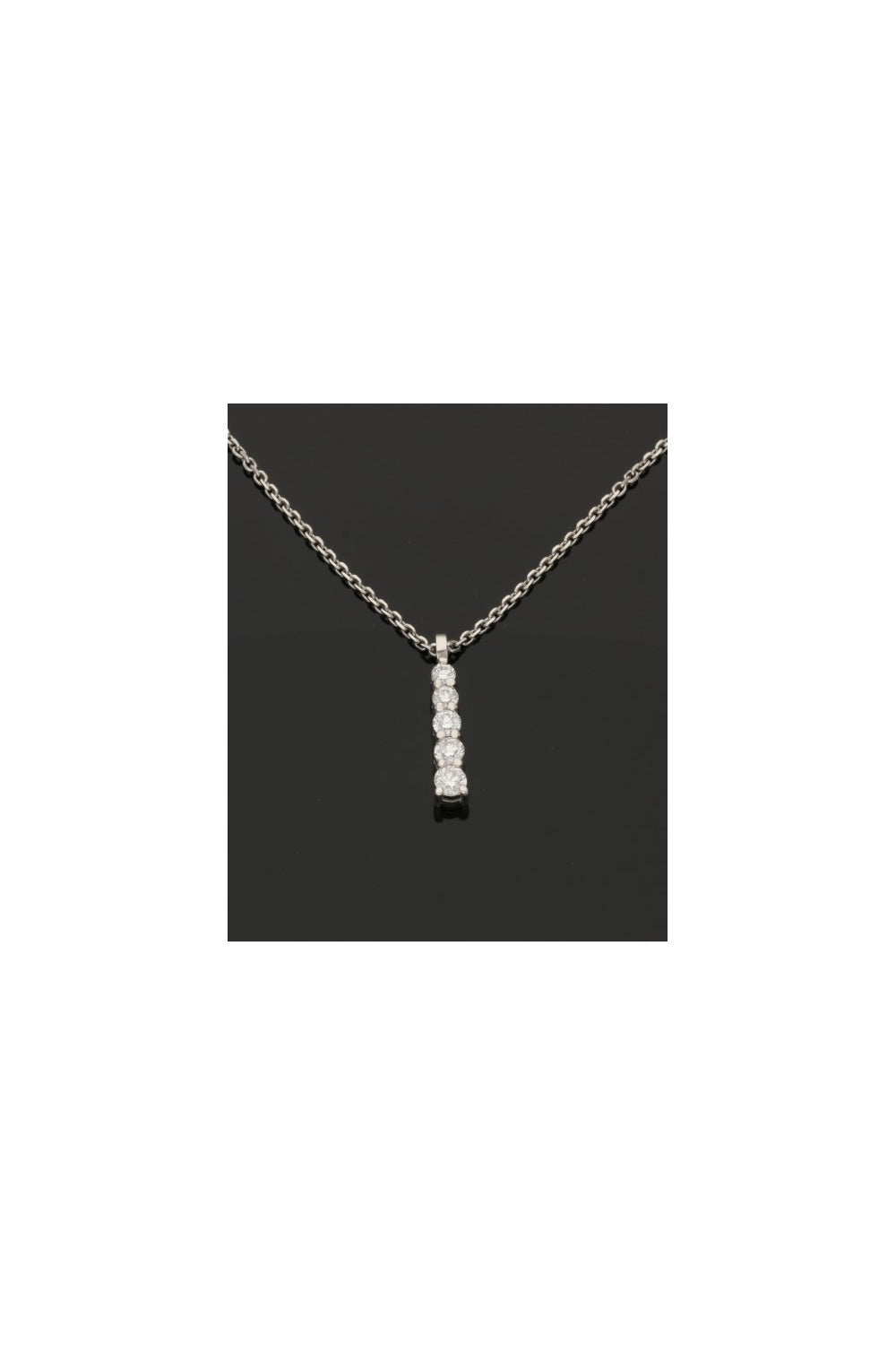 Platinum Five Stone Diamond Pendant and Chain