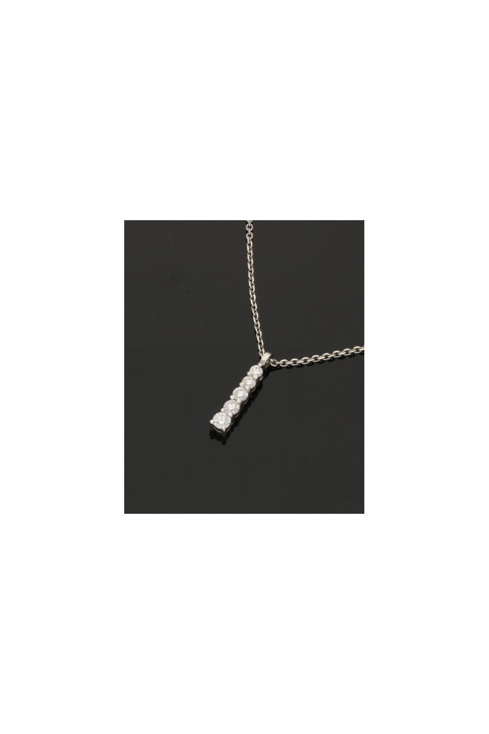 Platinum Five Stone Diamond Pendant and Chain