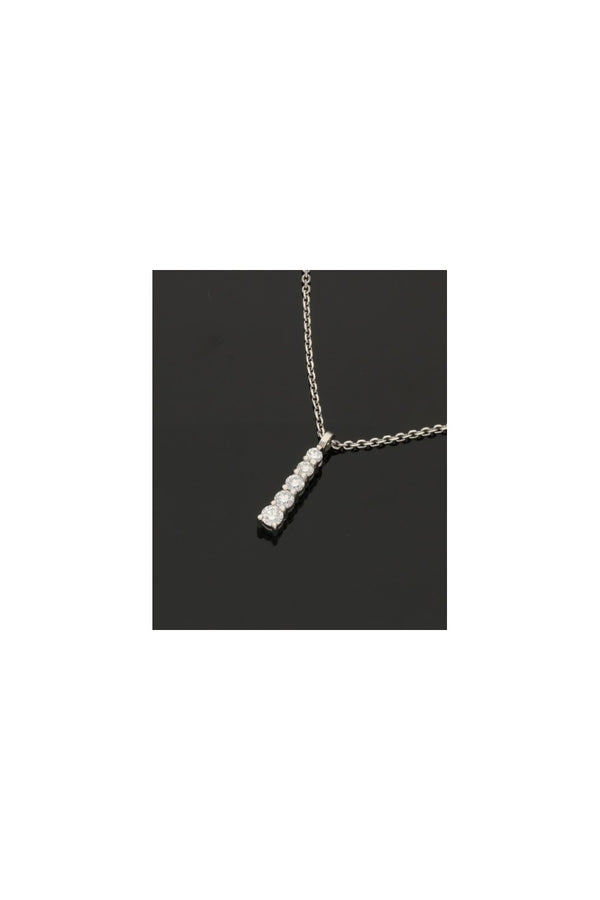Platinum Five Stone Diamond Pendant and Chain
