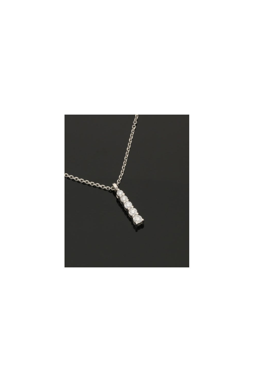 Platinum Five Stone Diamond Pendant and Chain