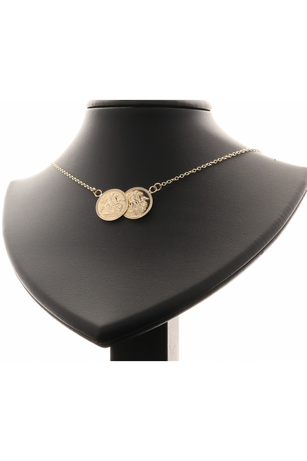 9ct Double St George Medal Pendant and Chain