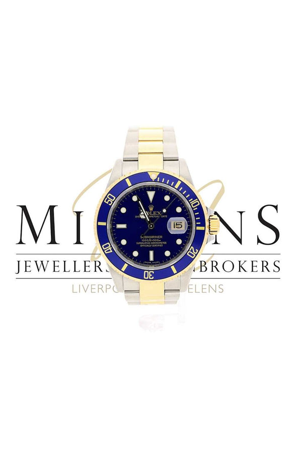Pre Owned Mens Blue Dial Rolex Submariner Date 16613T Watch