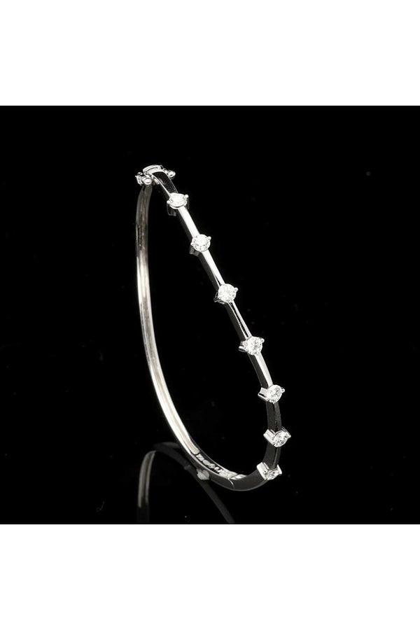 18ct White Gold Diamond Wave Bangle - Second Hand
