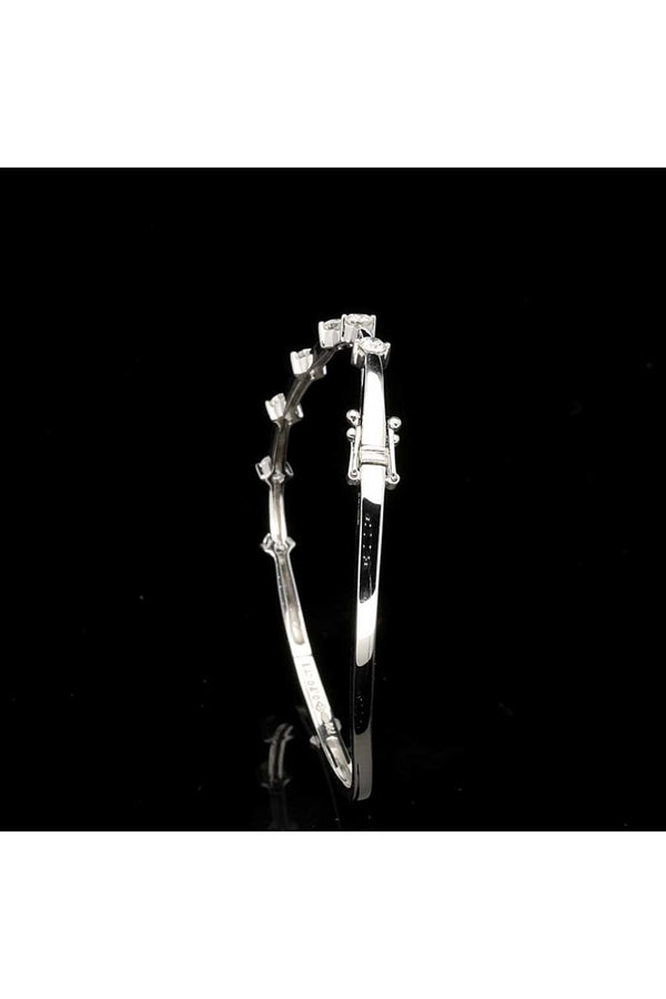18ct White Gold Diamond Wave Bangle - Second Hand
