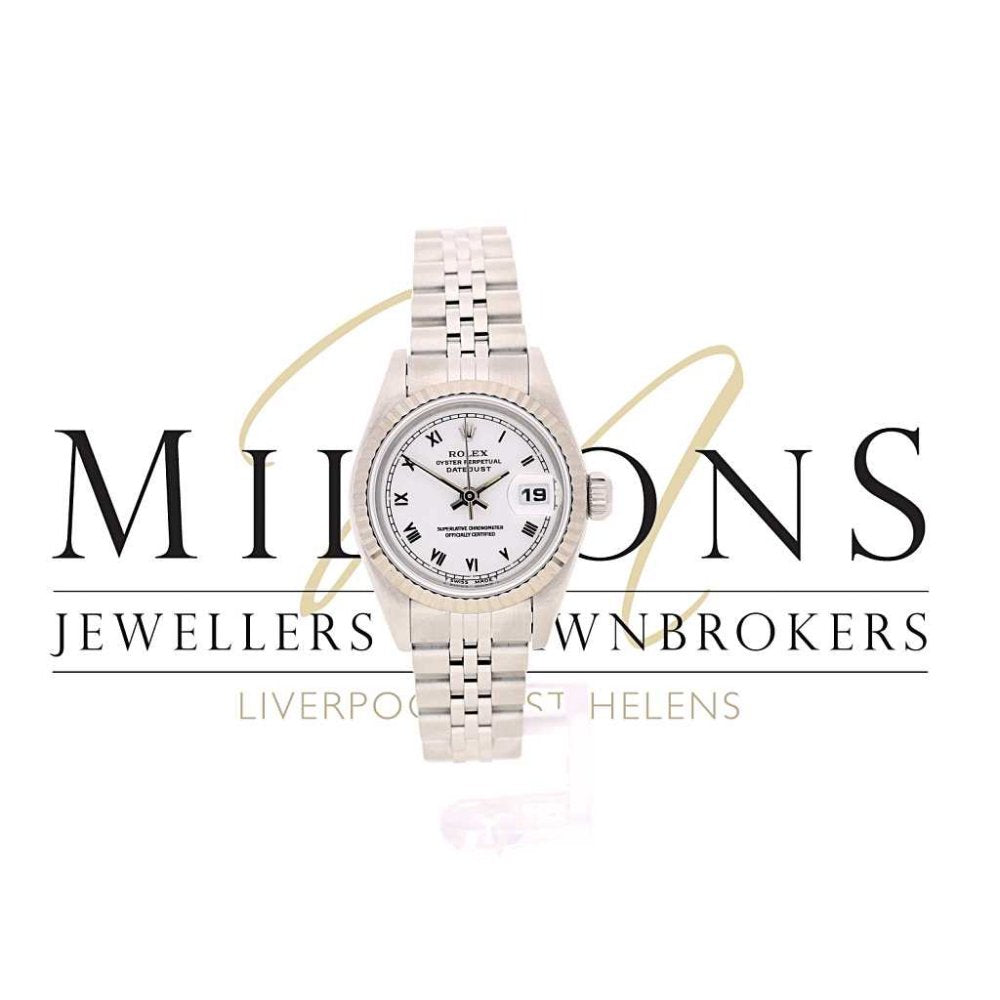 Second Hand Lady's Rolex Datejust 69174 - White Roman Dial