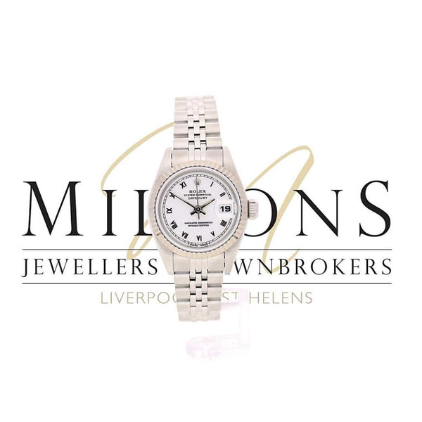 Second Hand Lady's Rolex Datejust 69174 - White Roman Dial