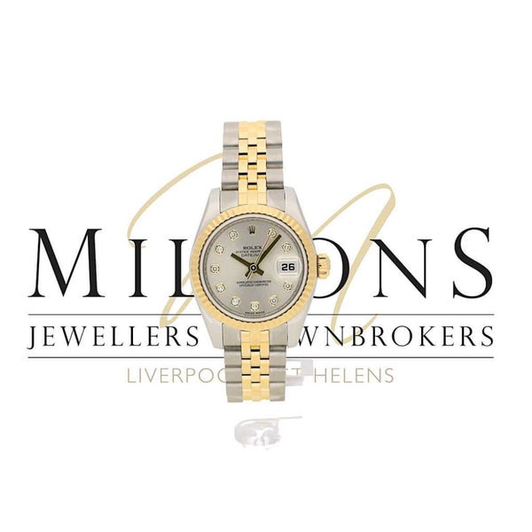 Second Hand Lady's Rolex Datejust 179173 - Silver Diamond Dial