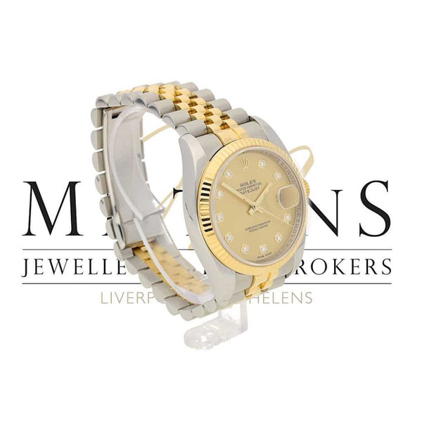 Second Hand Gents Rolex Datejust 116233 - Diamond Dot Gold Dial