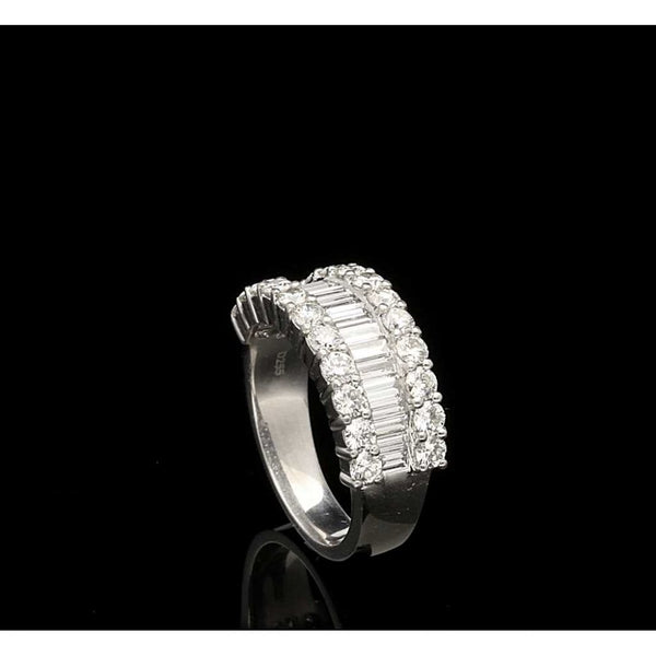 2.55ct Three Row Diamond Cocktail Ring - 18ct White Gold