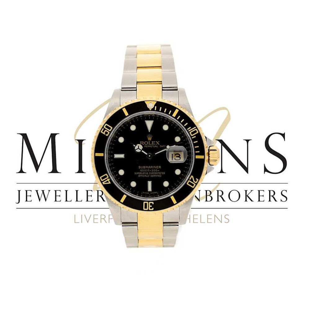 Second Hand Rolex Submariner 16613 - Steel and Gold - Black