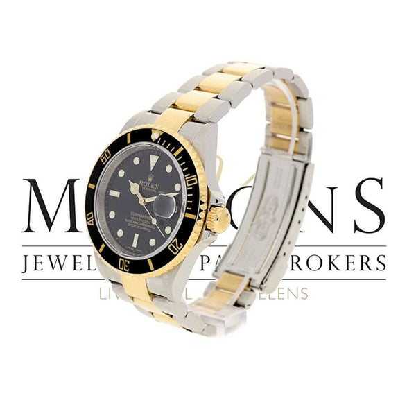 Second Hand Rolex Submariner 16613 - Steel and Gold - Black