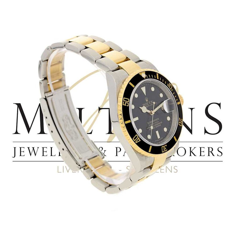 Second Hand Rolex Submariner 16613 - Steel and Gold - Black