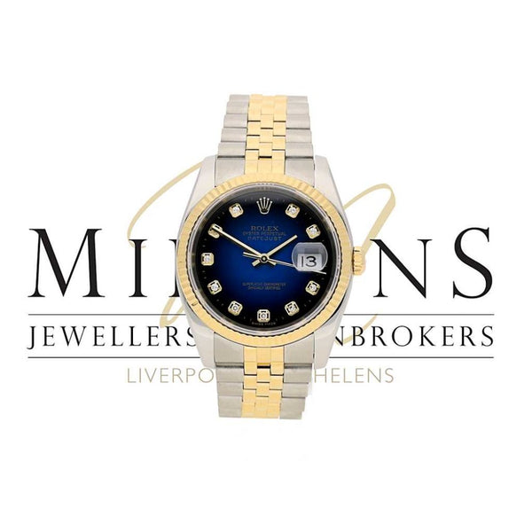 Second Hand Gents Rolex Datejust 116233 - Blue Diamond Dot Dial