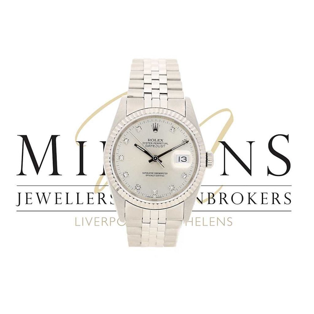 Second Hand Rolex Datejust 16234 - Silver Diamond Dial - 1992