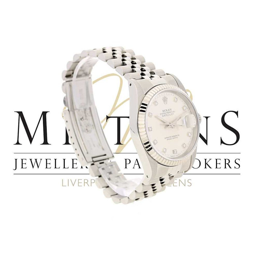 Second Hand Rolex Datejust 16234 - Silver Diamond Dial - 1992